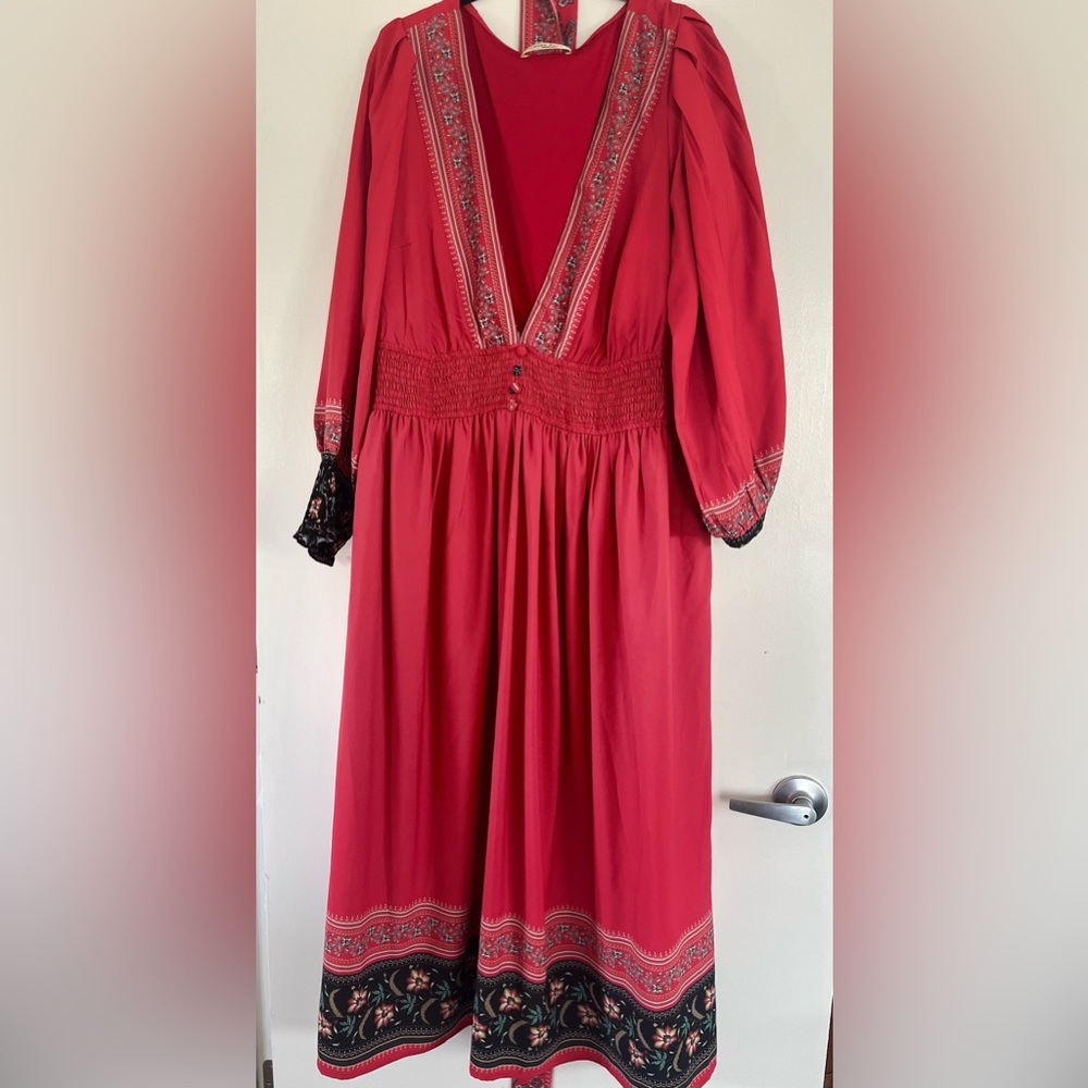 Eshakti Plunge Floral Paisley Border Crepe Dress - size 22 - good condition